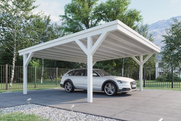 Doppelcarport mit Flachdach - Carports aus Holz