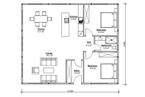 Holzhaus mit Mini Elementen 113 Grundrissplan