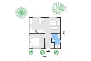 Holzhaus mit Mini Elementen 42 Grundrissplan