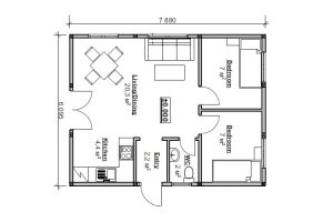 Holzhaus mit Mini Elementen 48 Grundrissplan