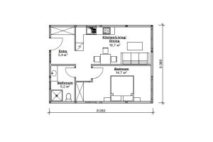 Holzhaus mit Mini Elementen 49 Grundrissplan